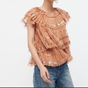 J. Crew Collection pleated sequin “Dakota” tulle top FIRM ON PRICE